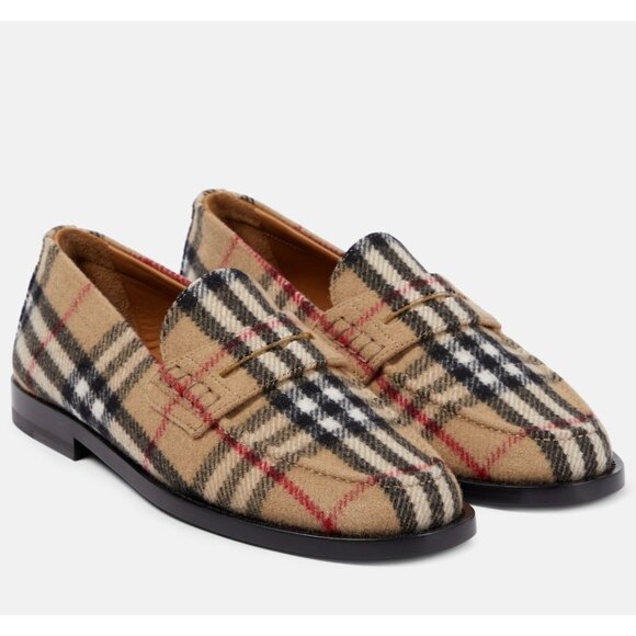 Burberry Men’s Hackney Check Wool Loafers Archive Beige EU42 8071912 - Picture 1 of 11